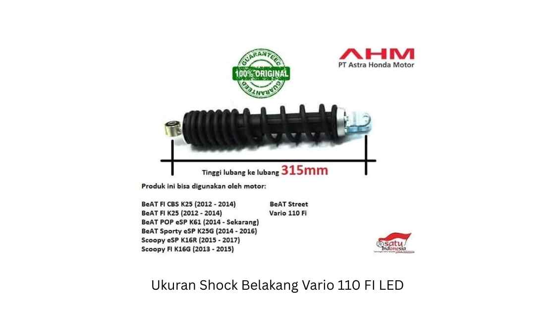 Ukuran Shock Belakang Vario 110 FI LED